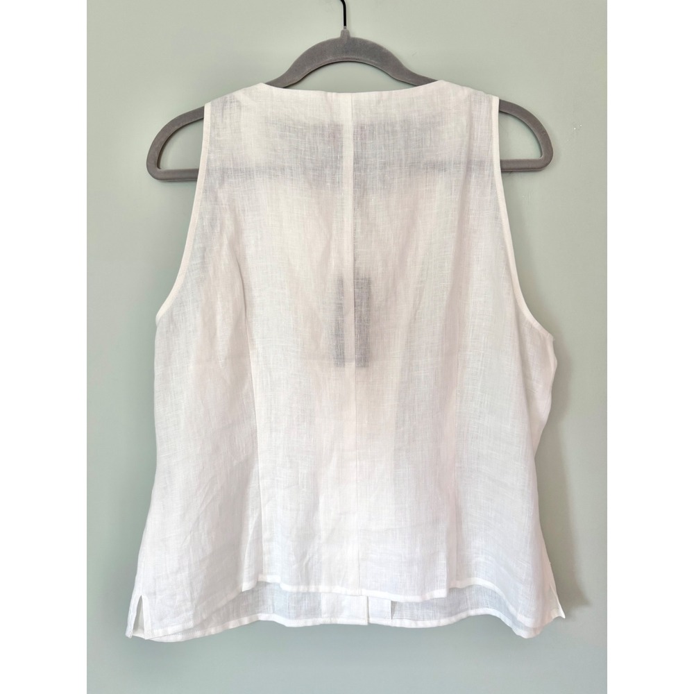 Y2K Lily Stanhope White 100% Linen Button Front Shell Top XL NWT Coastal Grandma - Picture 5 of 5